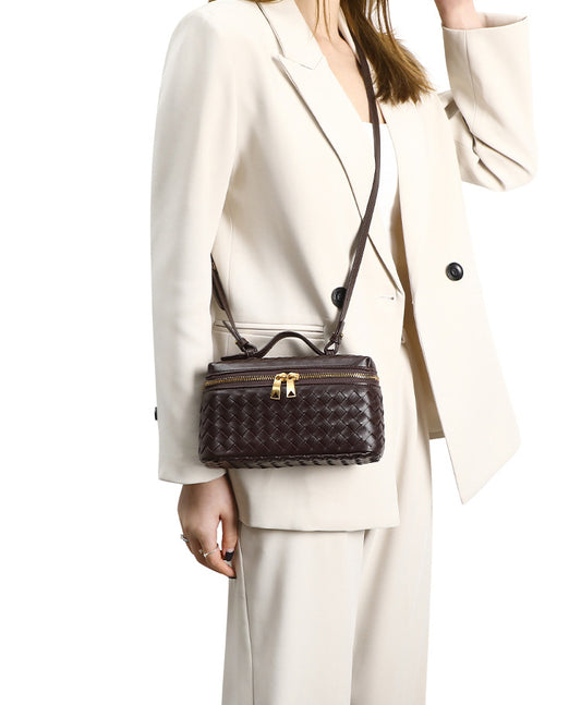 Woven Box Crossbody Bag-Dark Purple