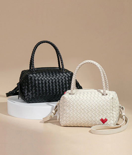 Handmade Woven Mini Top Handle Bag-Black