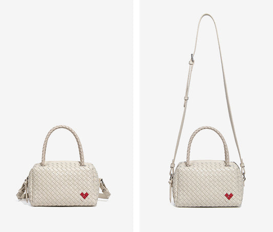 Handmade Woven Mini Top Handle Bag-Beige