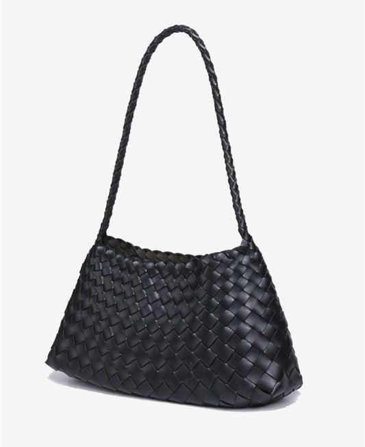 Luxury Woven Drawstring Underarm Bag-Black