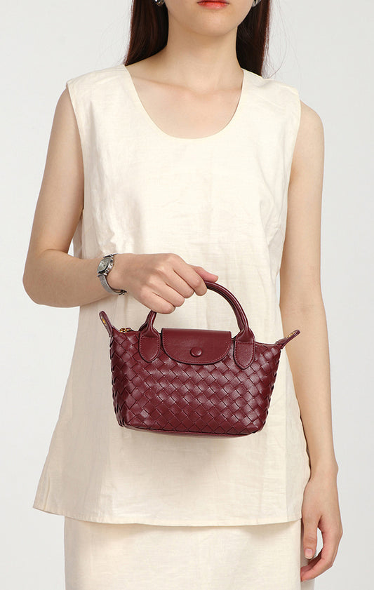 Mini Woven Tote Bag-Pink