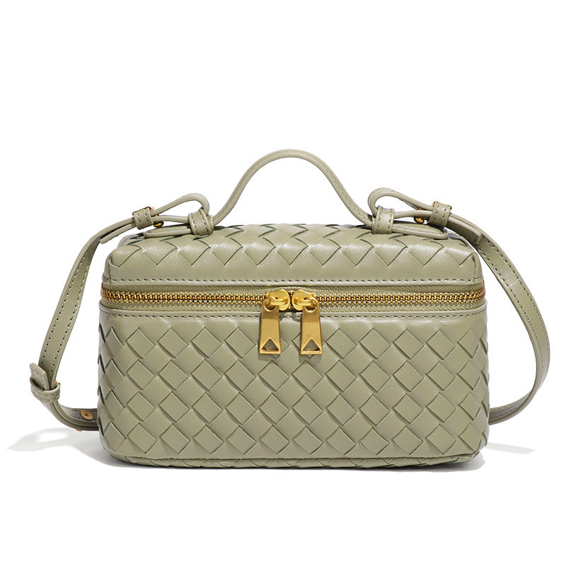 Woven Box Crossbody Bag-Burgundy
