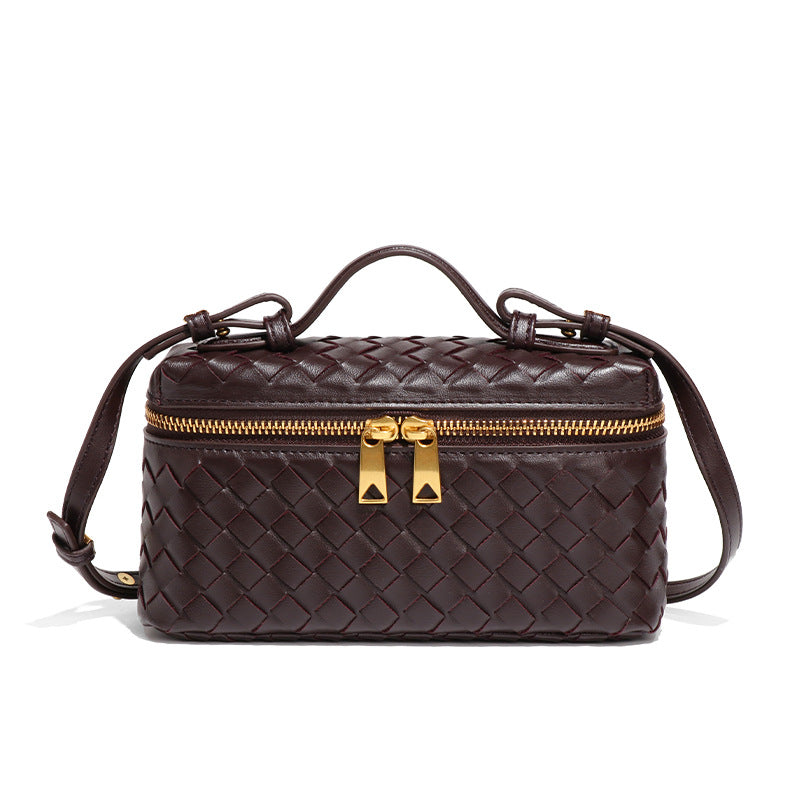 Woven Box Crossbody Bag-Beige