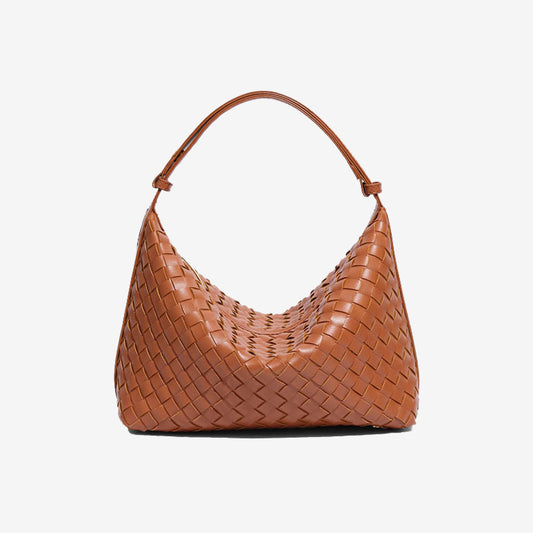 Convertible Woven Hobo Bag-Brown