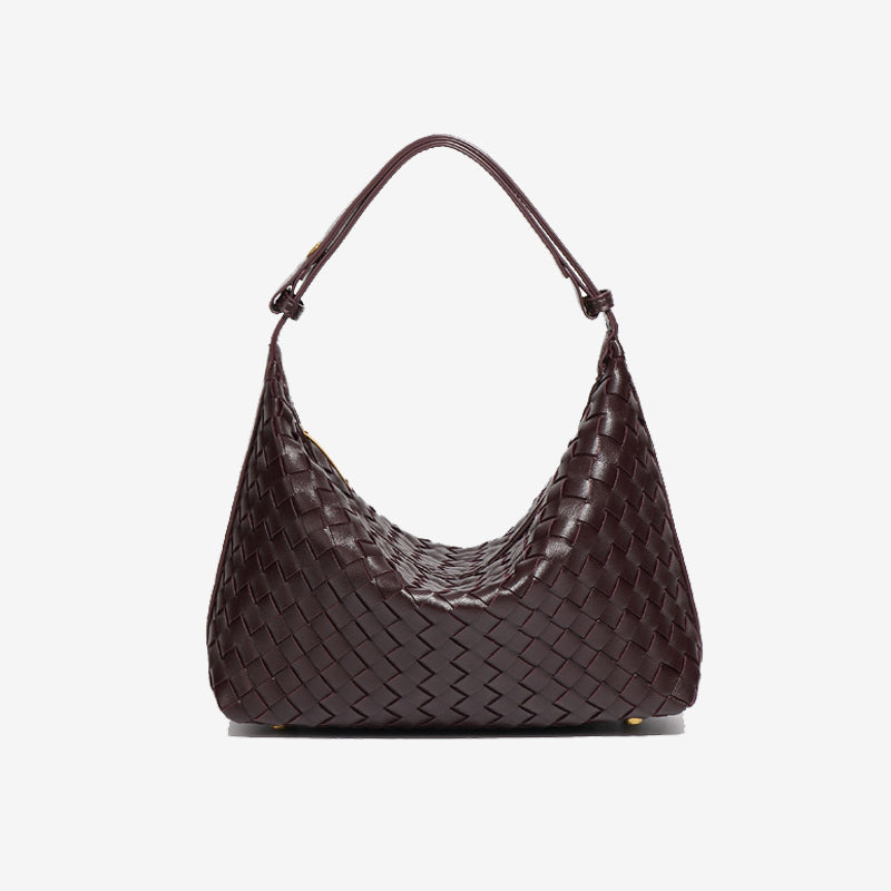Convertible Woven Hobo Bag-Burgundy