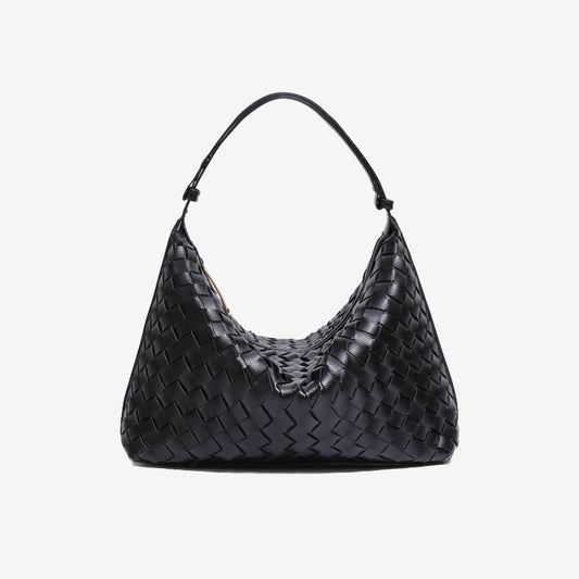 Convertible Woven Hobo Bag-Black