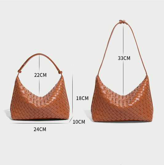 Convertible Woven Hobo Bag-Burgundy