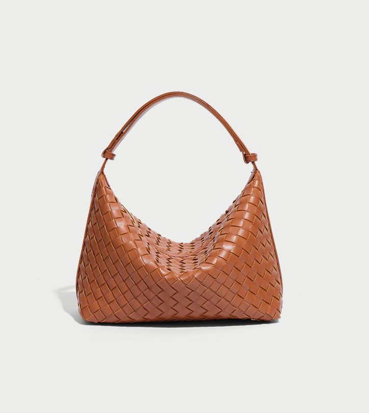 Convertible Woven Hobo Bag-Burgundy
