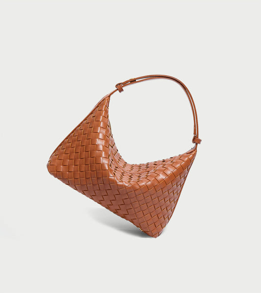 Convertible Woven Hobo Bag-Beige