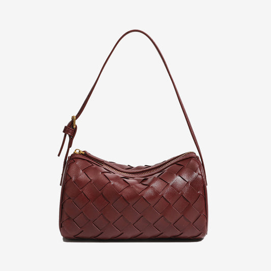 Handmade Baguette Shoulder Bag-Burgundy