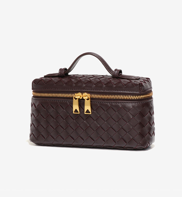 Woven Box Crossbody Bag-Dark Purple