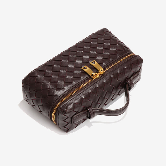 Woven Box Crossbody Bag-Dark Purple