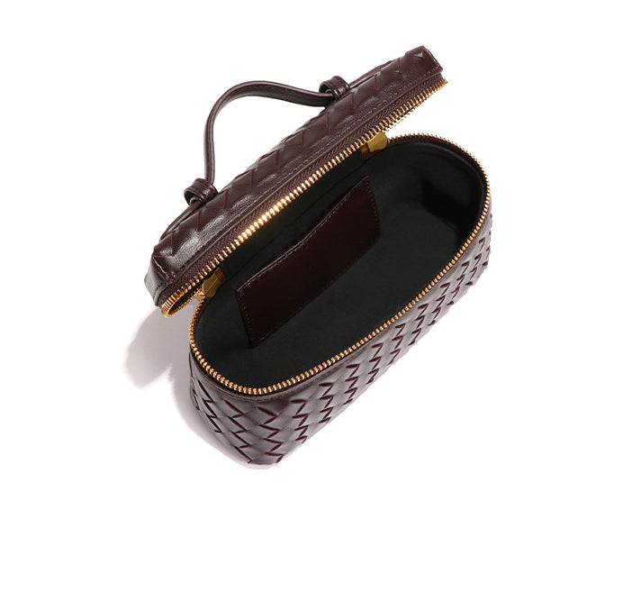 Woven Box Crossbody Bag-Dark Purple