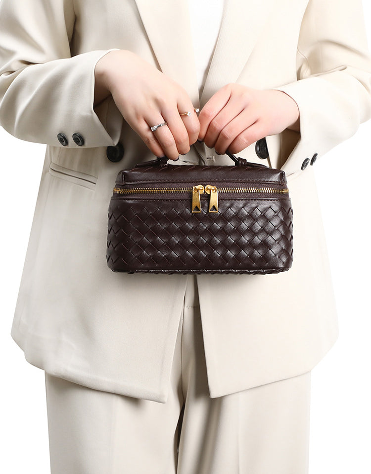 Woven Box Crossbody Bag-Dark Purple