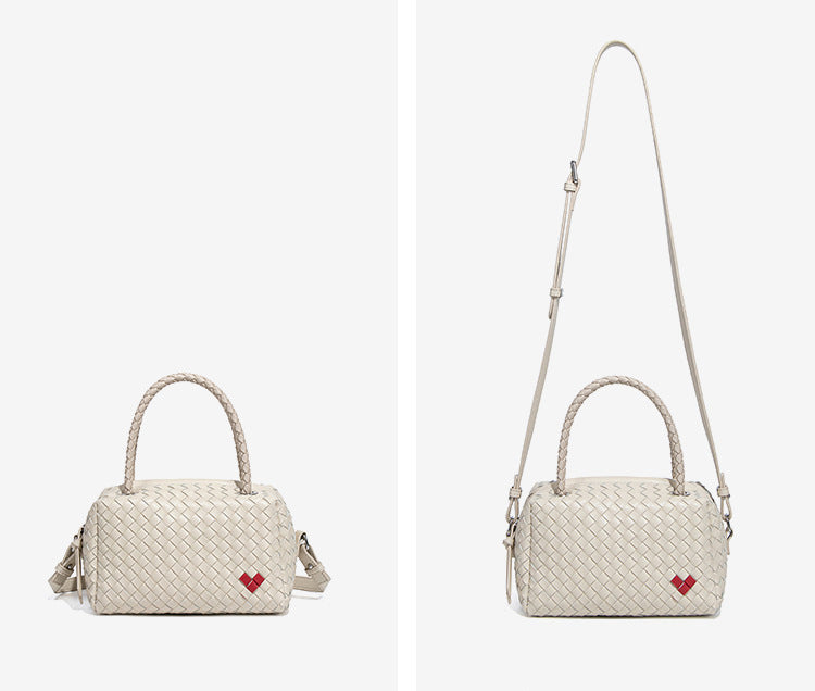 Handmade Woven Mini Top Handle Bag-Beige
