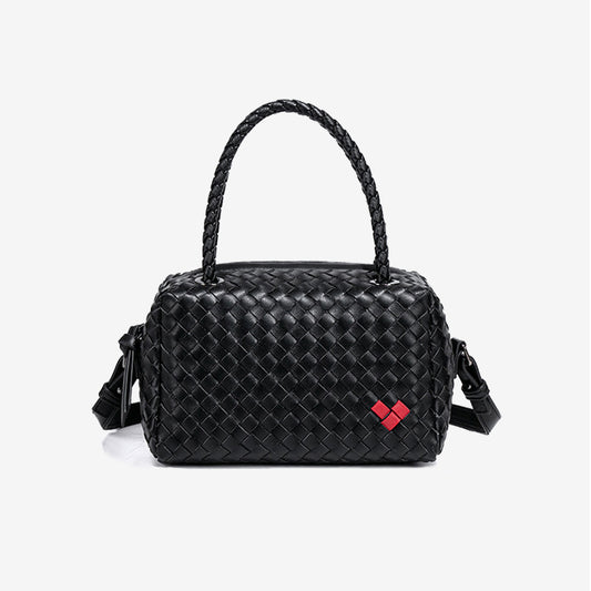 Handmade Woven Mini Top Handle Bag-Black