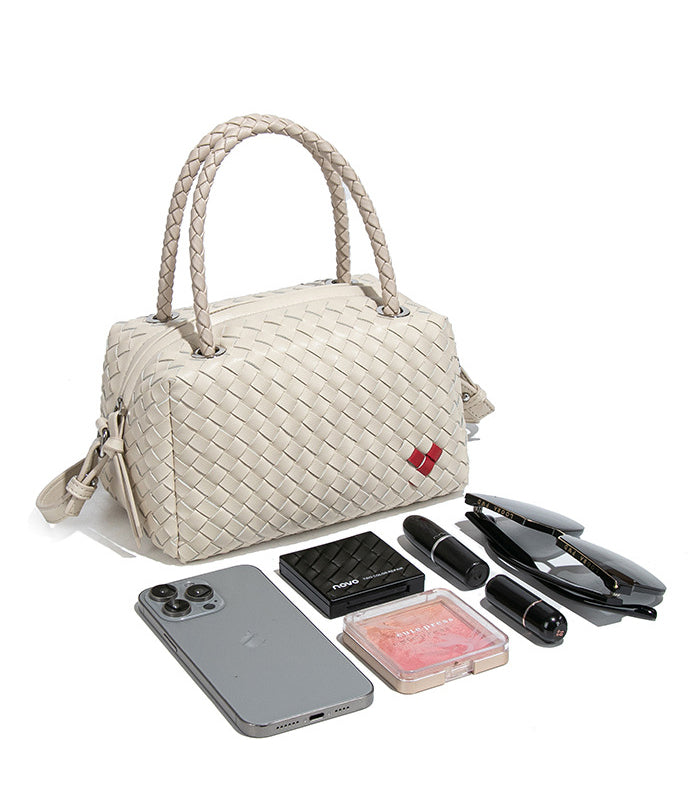 Handmade Woven Mini Top Handle Bag-Beige