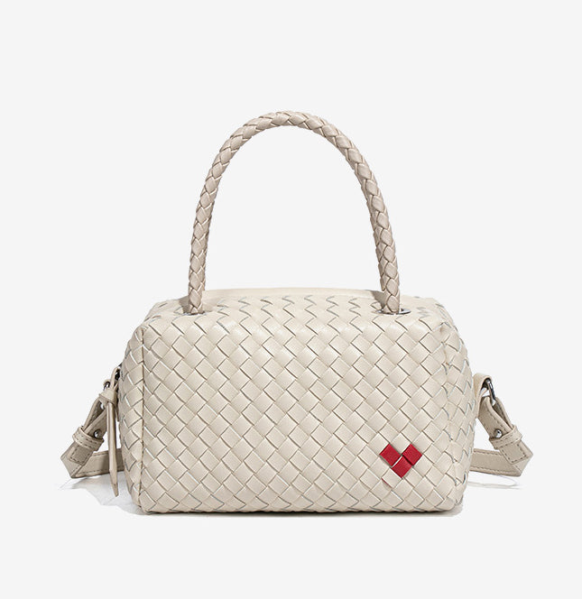 Handmade Woven Mini Top Handle Bag-Beige