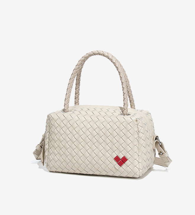 Handmade Woven Mini Top Handle Bag-Beige