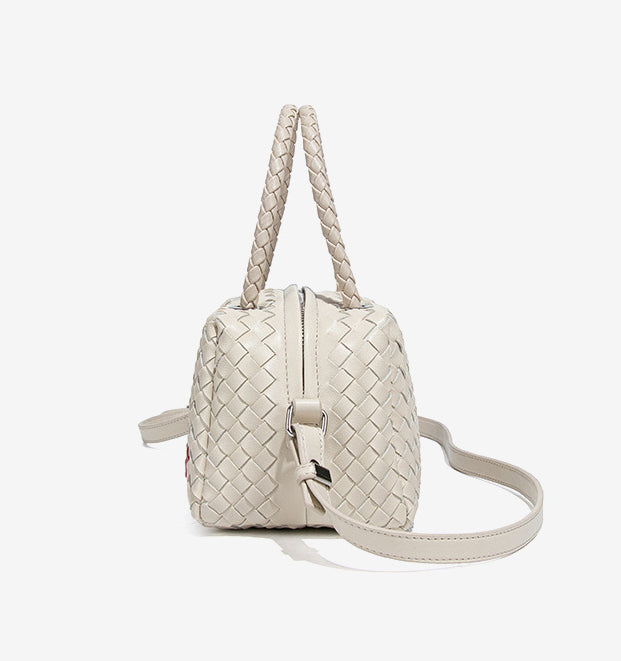 Handmade Woven Mini Top Handle Bag-Beige