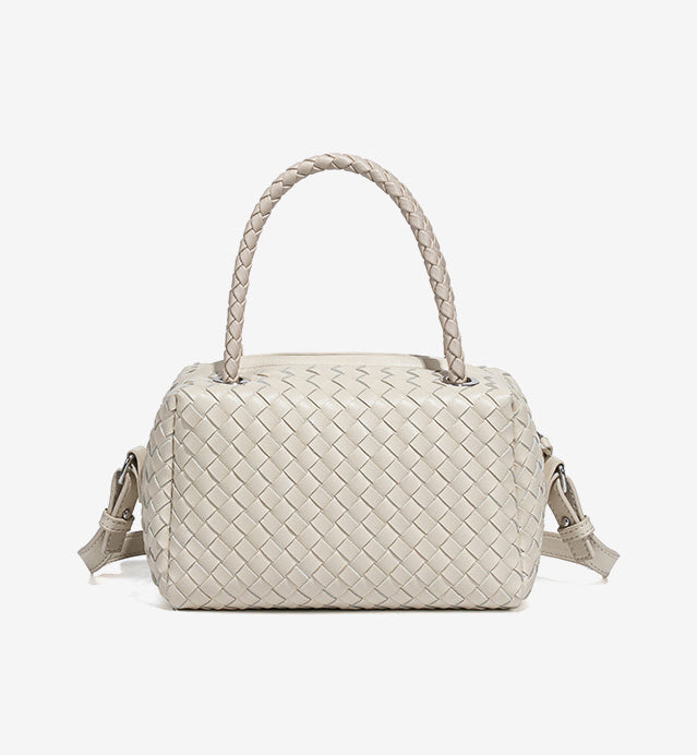Handmade Woven Mini Top Handle Bag-Beige