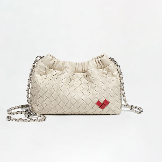 Handmade Intreccio Chain Shoulder Bag-Beige