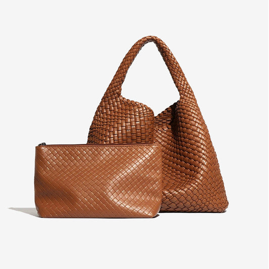 Luxury Soft Woven Underarm Handbag-Camel