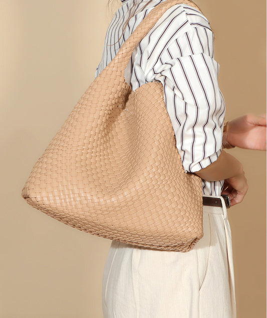 Luxury Soft Woven Underarm Handbag-Apricot