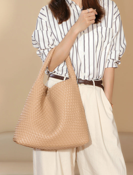 Luxury Soft Woven Underarm Handbag-Chocolate