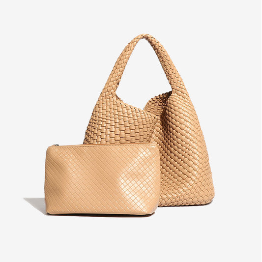 Luxury Soft Woven Underarm Handbag-Apricot
