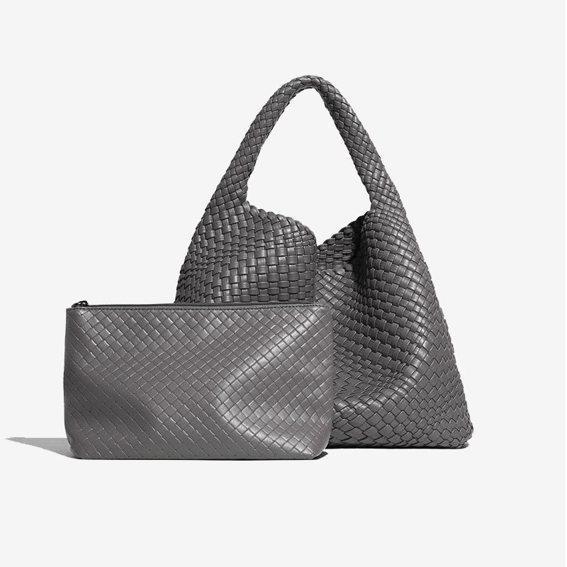 Luxury Soft Woven Underarm Handbag-Black
