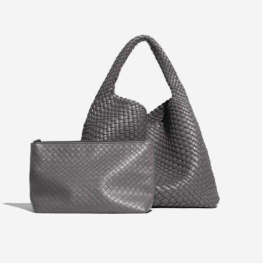Luxury Soft Woven Underarm Handbag-Gray