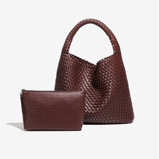 Luxury Soft Woven Underarm Handbag-Chocolate