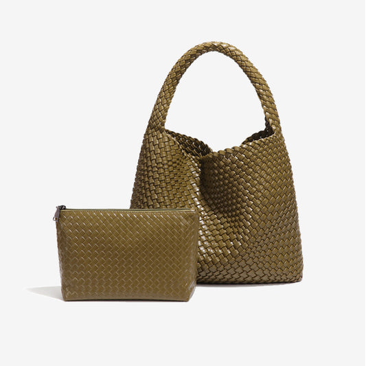Luxury Soft Woven Underarm Handbag-Olive Green