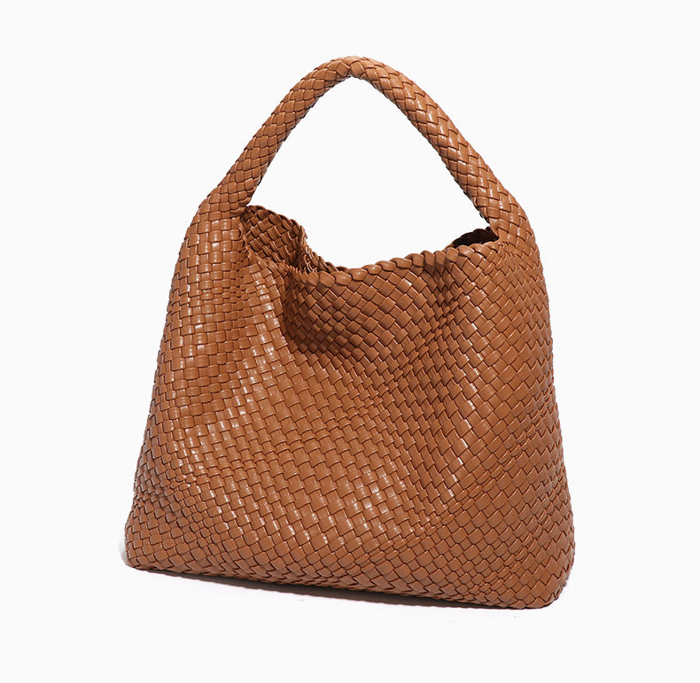 Luxury Soft Woven Underarm Handbag-Black