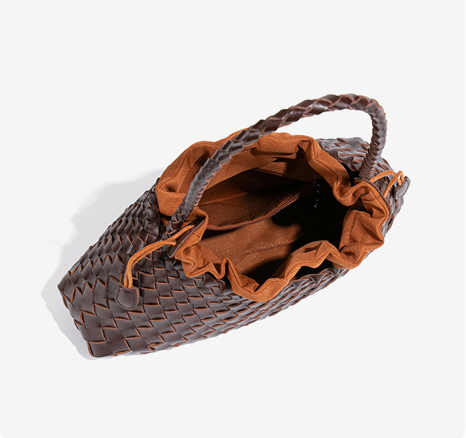 Luxury Woven Drawstring Underarm Bag-Lemon Yellow