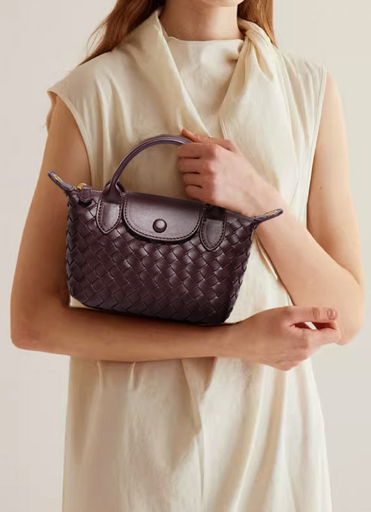 Mini Woven Tote Bag-Dark Purple