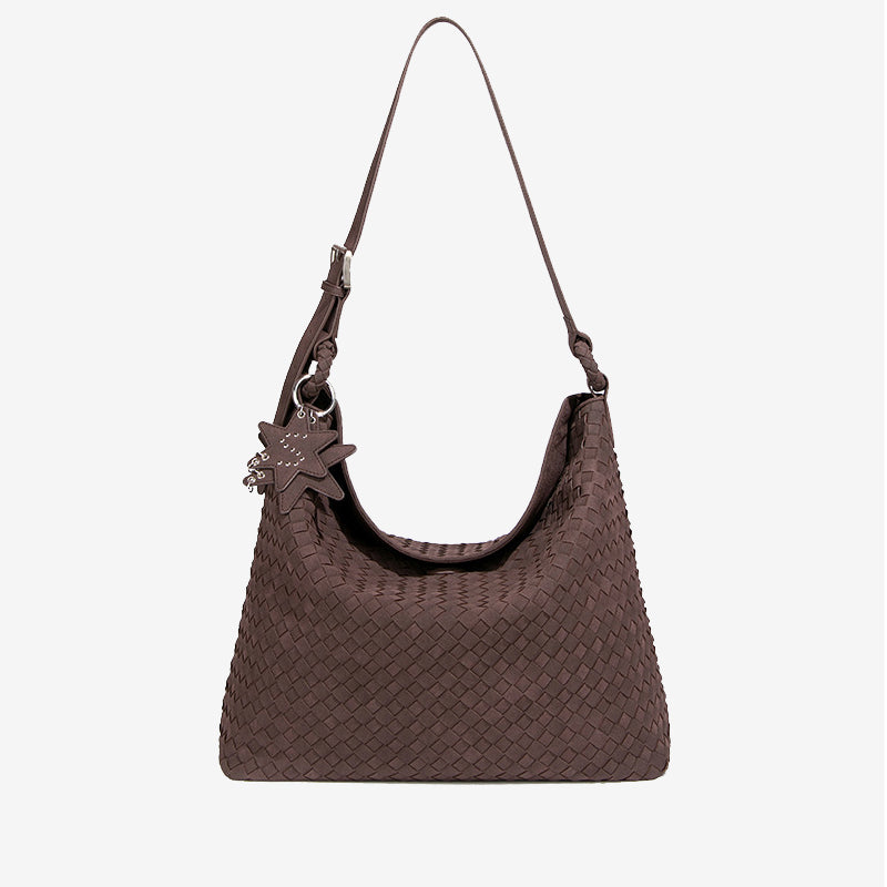 YOANME Woven Leather Everyday Carry Bag-Light Gray