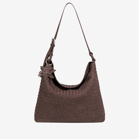 YOANME Woven Leather Everyday Carry Bag-Chocolate