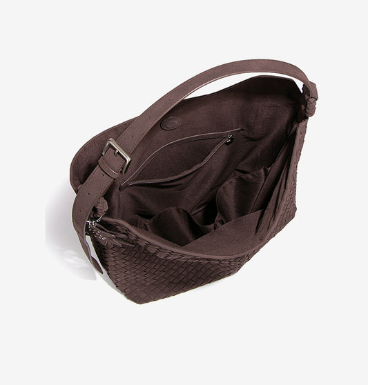 YOANME Woven Leather Everyday Carry Bag-Chocolate