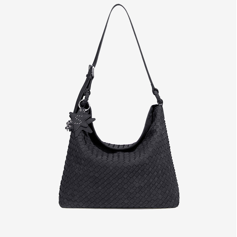 YOANME Woven Leather Everyday Carry Bag-Light Gray