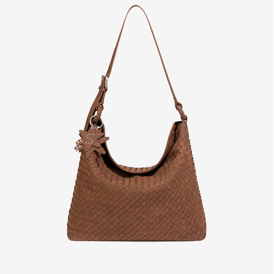 YOANME Woven Leather Everyday Carry Bag-Brown