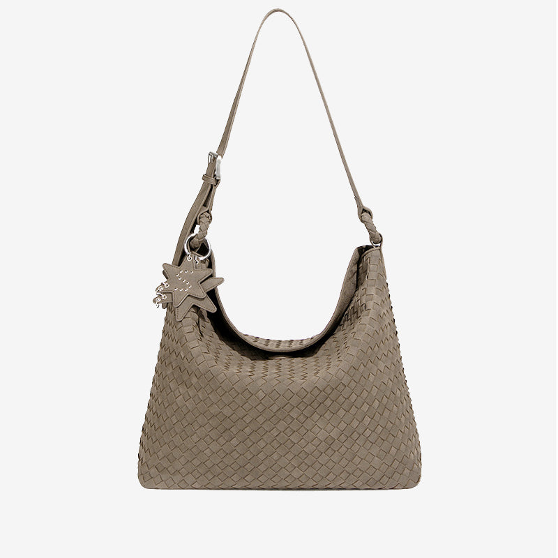 YOANME Woven Leather Everyday Carry Bag-Light Gray