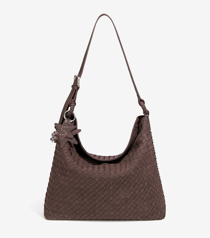 YOANME Woven Leather Everyday Carry Bag-Light Gray