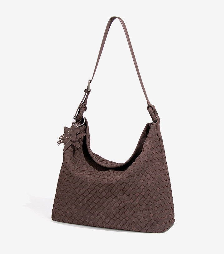 YOANME Woven Leather Everyday Carry Bag-Light Gray