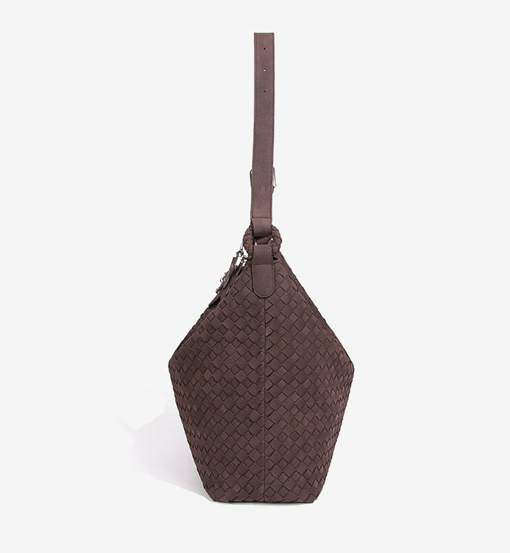 YOANME Woven Leather Everyday Carry Bag-Light Gray