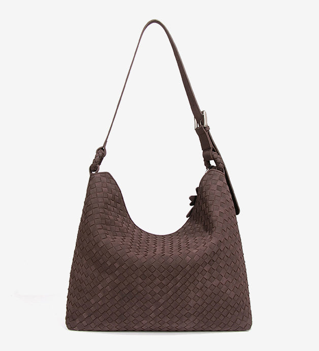 YOANME Woven Leather Everyday Carry Bag-Light Gray