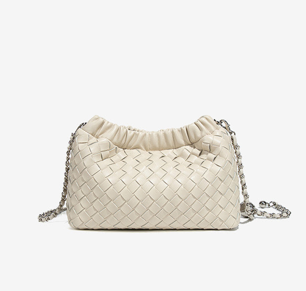 Handmade Intreccio Chain Shoulder Bag-Beige