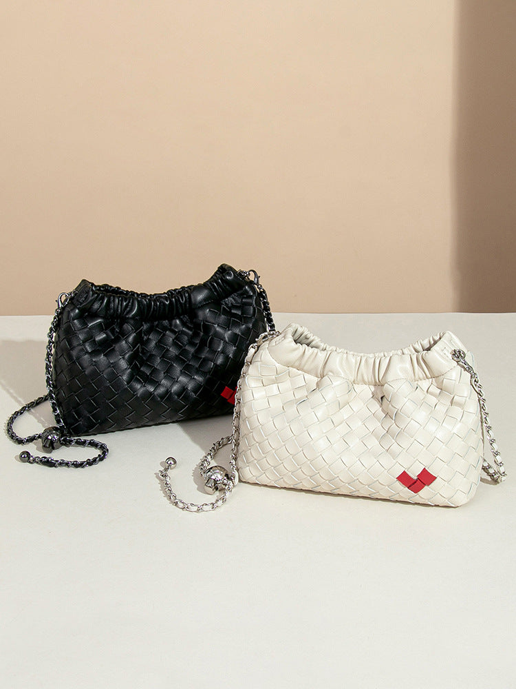 Handmade Intreccio Chain Shoulder Bag-Beige