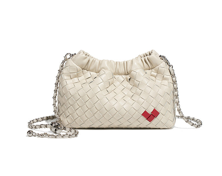 Handmade Intreccio Chain Shoulder Bag-Beige